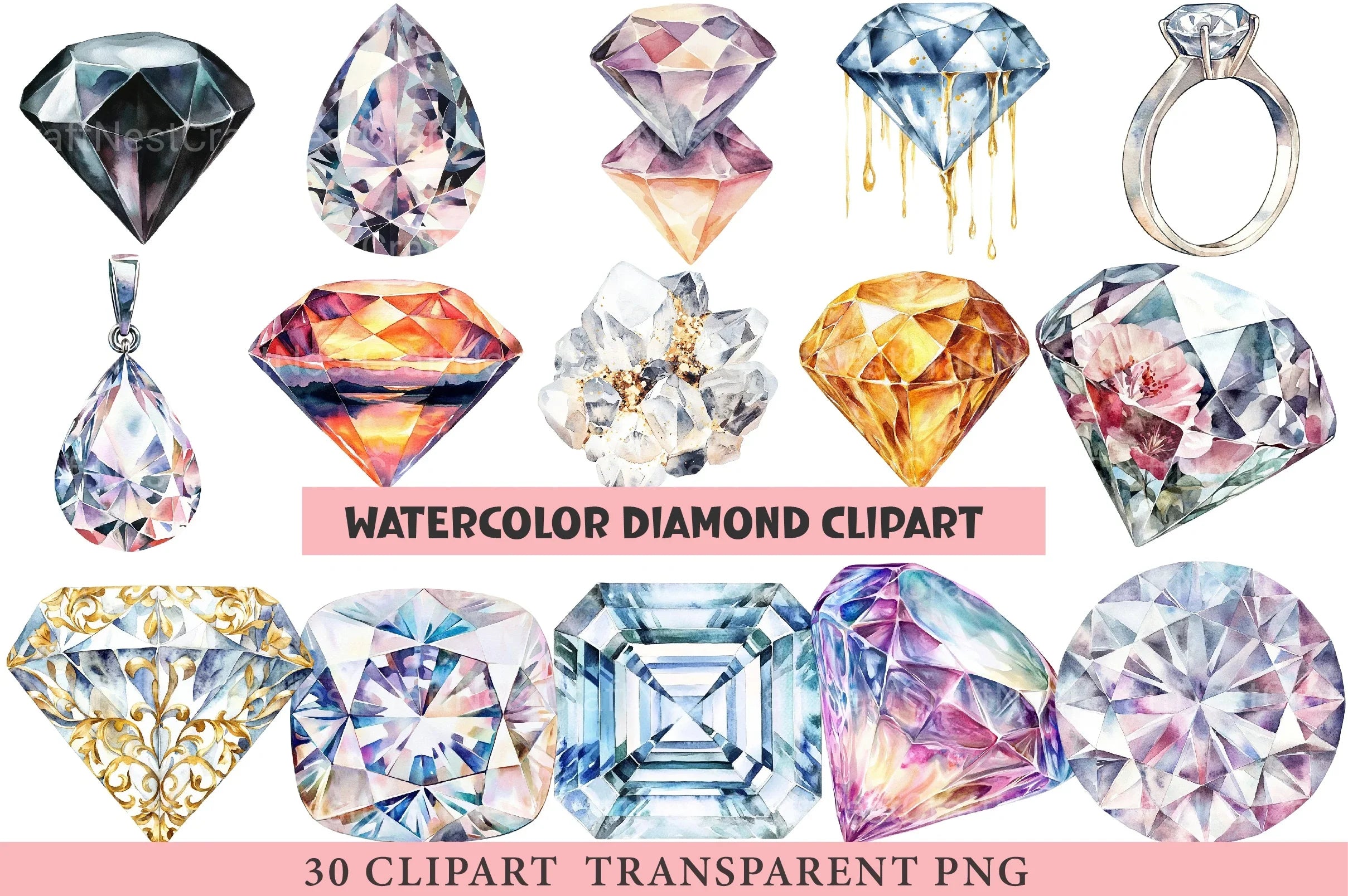 Diamond Clipart Bundle 1 - CraftNest - Digital Crafting and Art