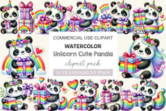 Unicorn Cute Panda Clipart Bundle 2 - CraftNest - Digital Crafting and Art