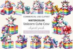 Unicorn Cute Cow Clipart Bundle 1 - CraftNest - Digital Crafting and Art