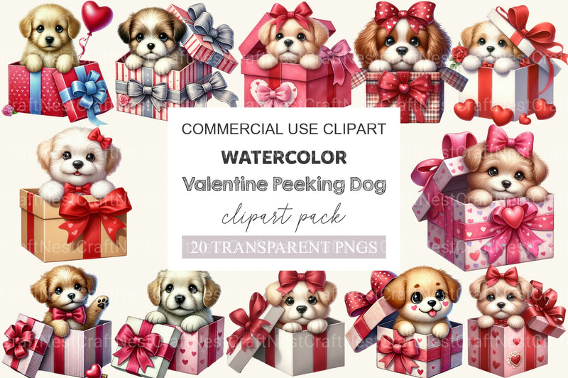 Valentine Peeking Dog Clipart Bundle - CraftNest - Digital Crafting and Art