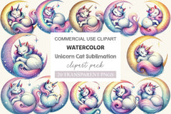 Unicorn Cat Clipart Bundle - CraftNest - Digital Crafting and Art