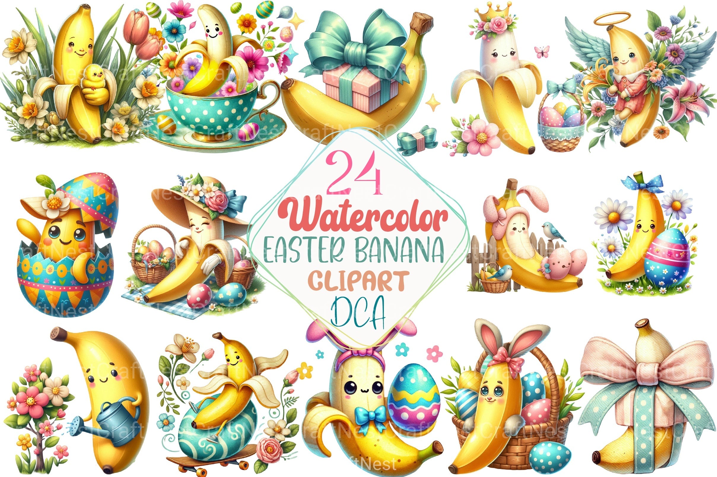 Easter Banana Clipart Bundle 4 - CraftNest - Digital Crafting and Art