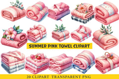 Summer Pink Towel Clipart Bundle - CraftNest - Digital Crafting and Art