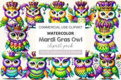 Mardi Gras Owl Clipart Bundle - CraftNest - Digital Crafting and Art