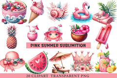 Pink Summer Sublimation Clipart Bundle - CraftNest - Digital Crafting and Art