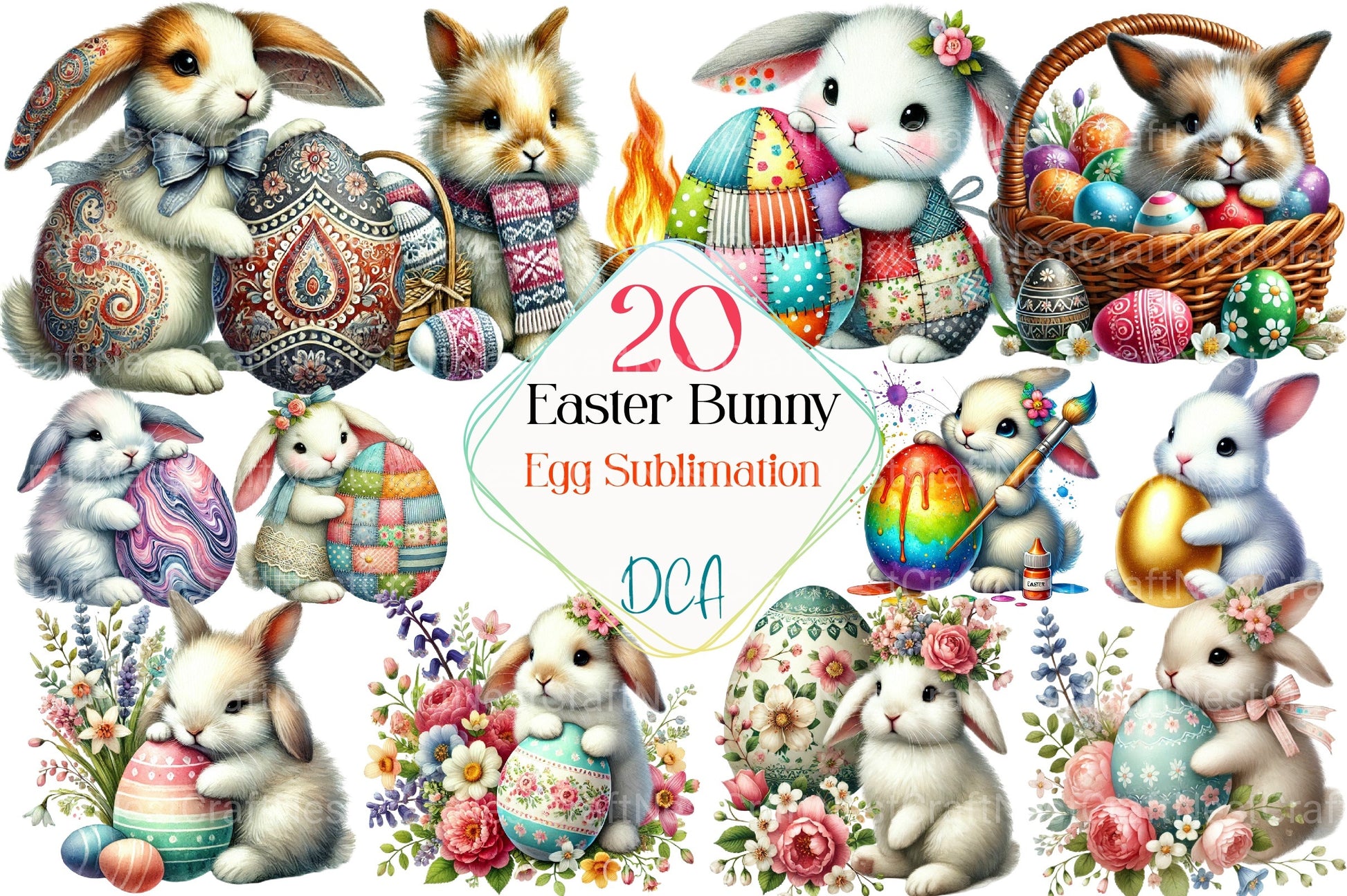 Easter Bunny Egg Clipart Bundle - CraftNest - Digital Crafting and Art