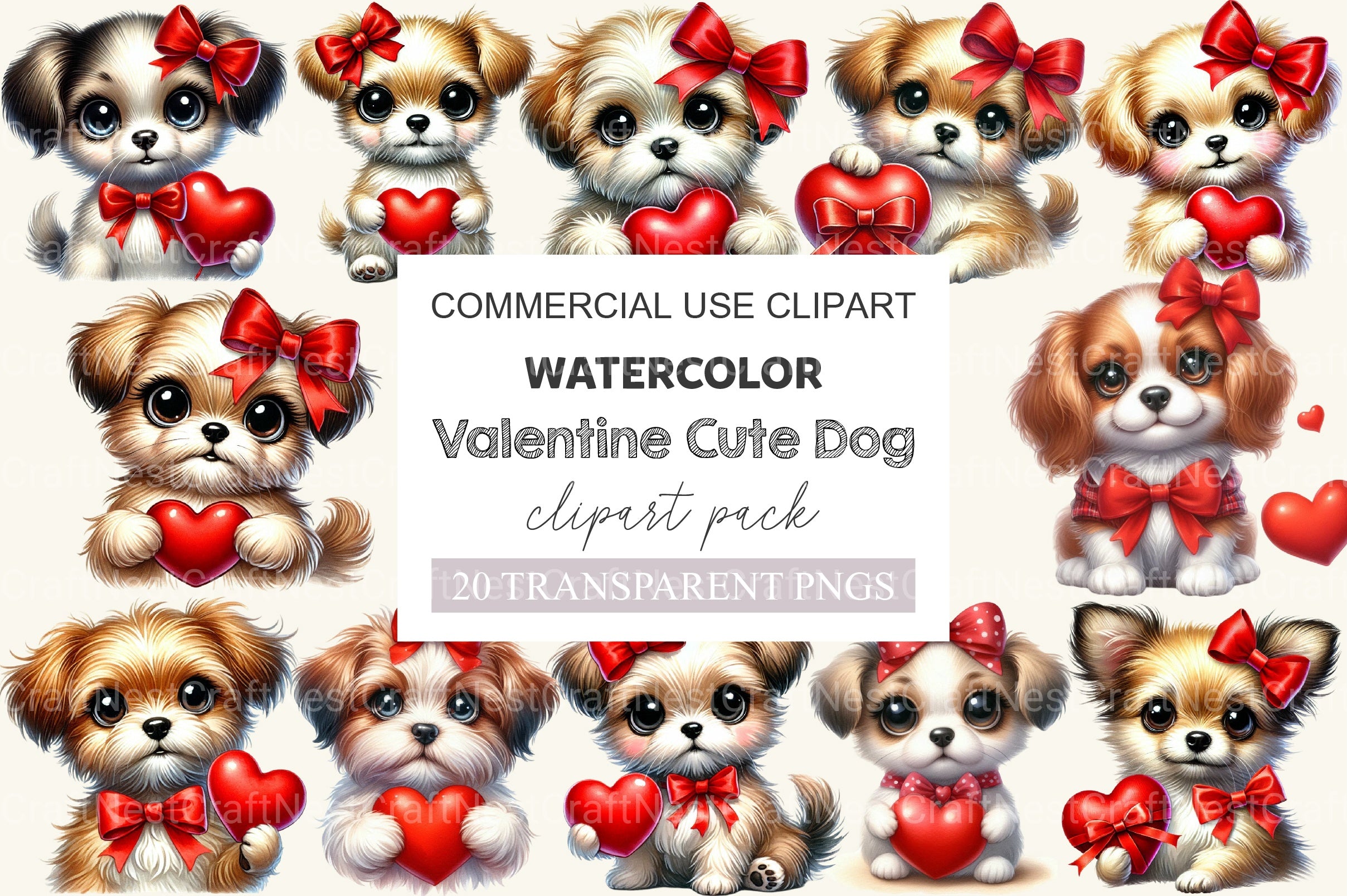 Valentine Cute Dog Clipart Bundle - CraftNest - Digital Crafting and Art
