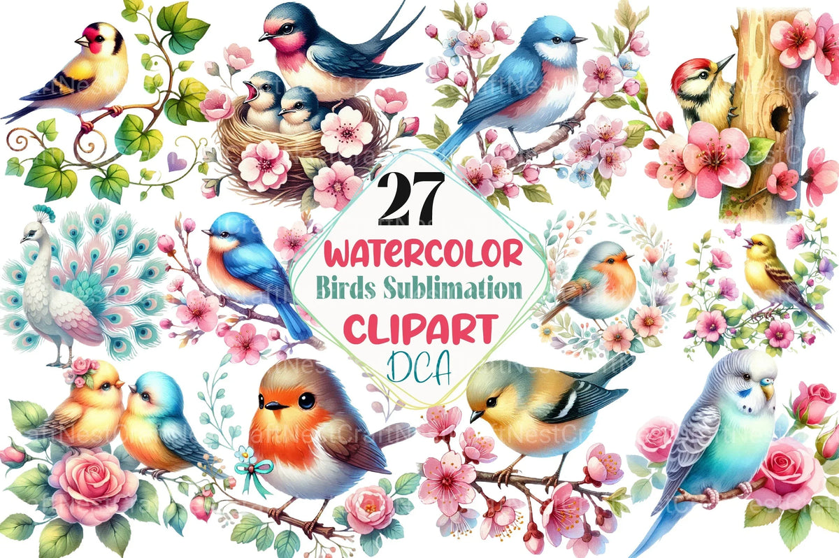 Spring Birds Printable Spring Birds Clipart Bundle