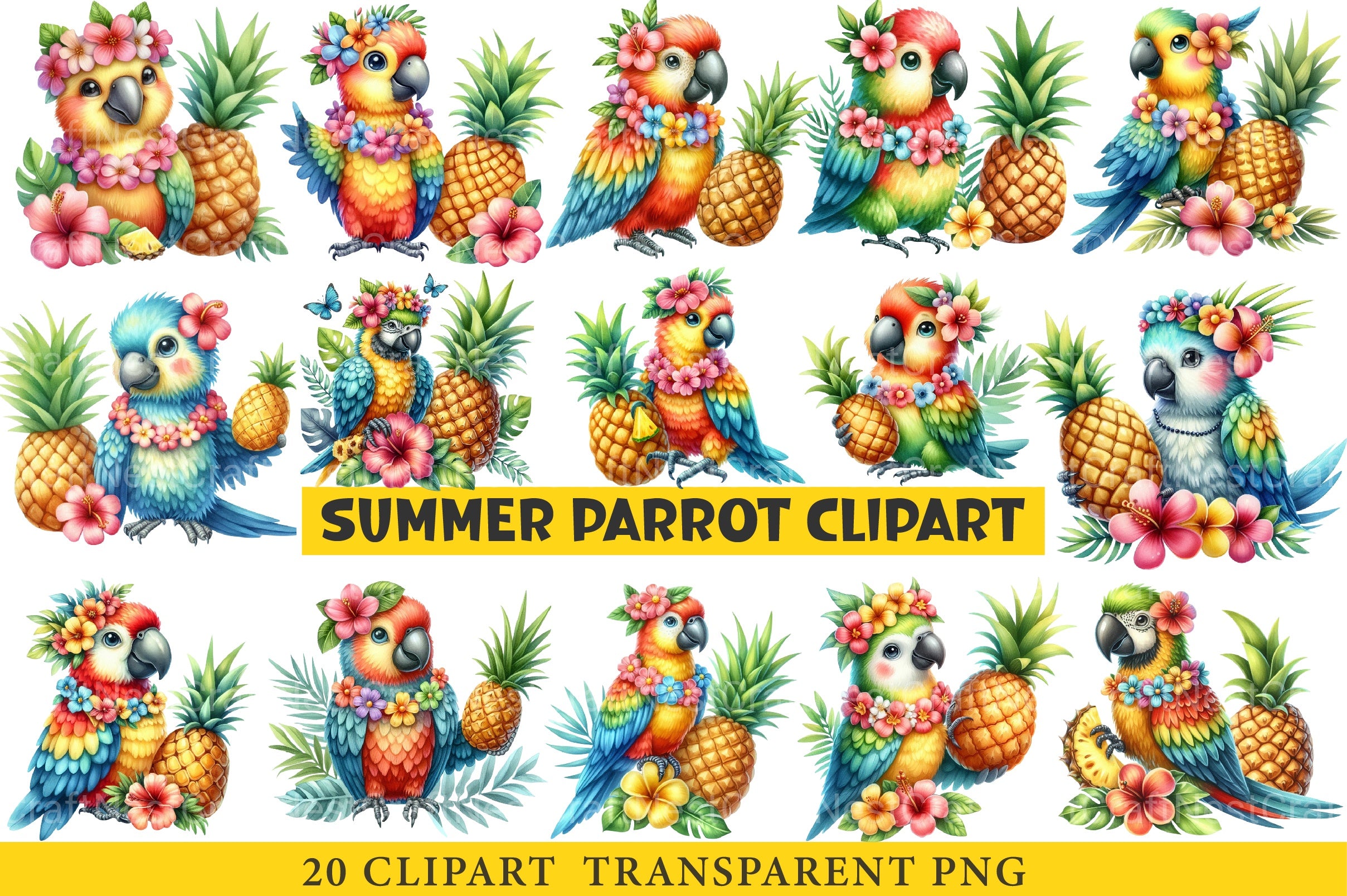 Pink Summer Clipart Bundle - CraftNest - Digital Crafting and Art