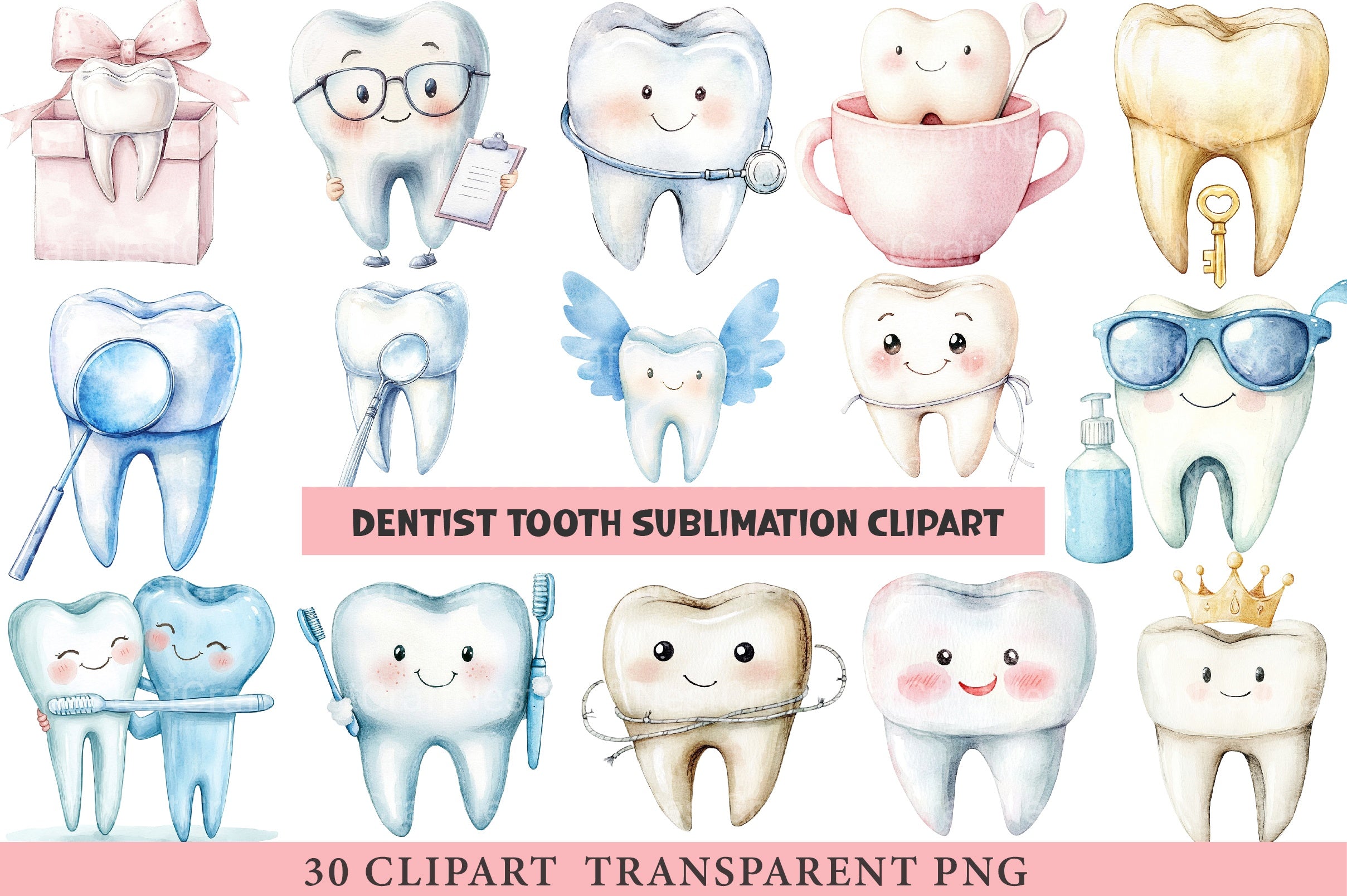 Dentist Tooth Sublimation Clipart Bundle - CraftNest - Digital Crafting and Art