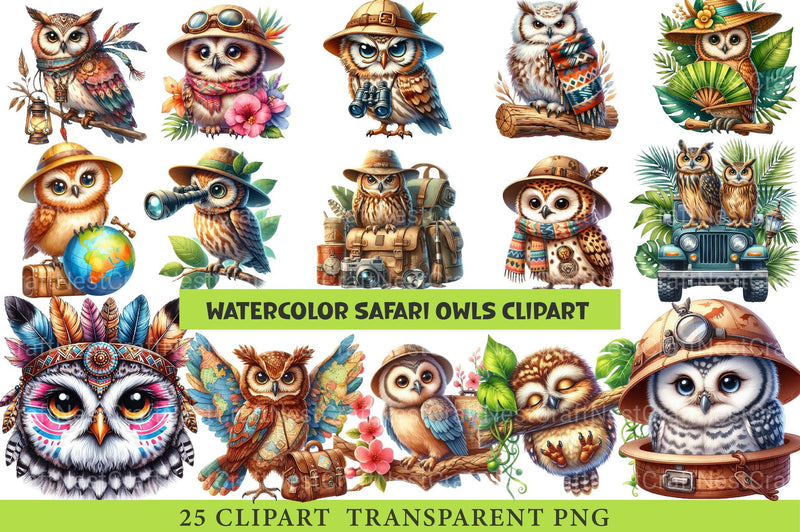 Safari Owls Clipart - CraftNest - Digital Crafting and Art