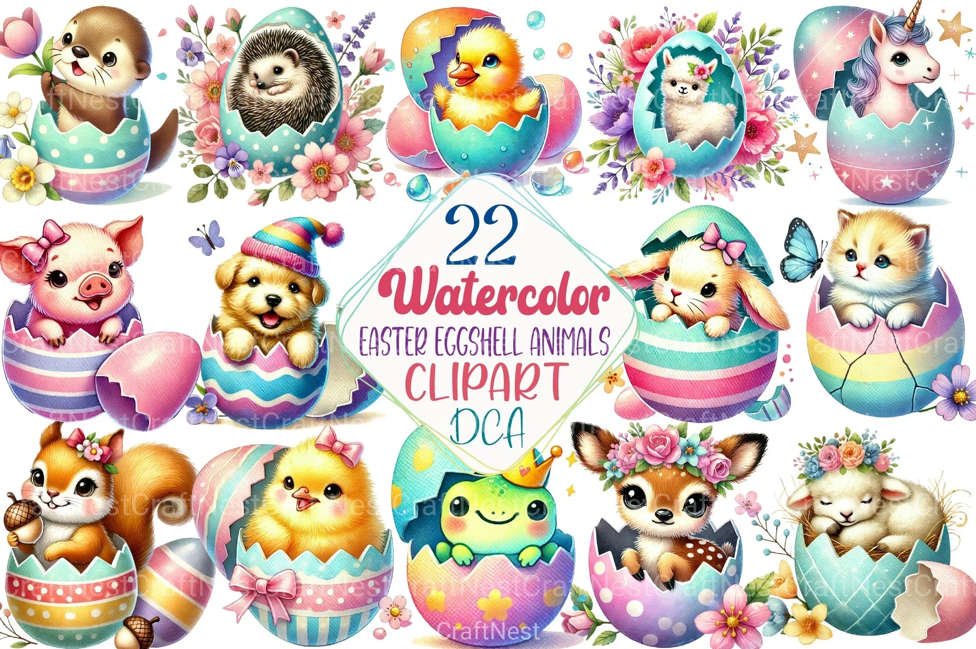 Easter Eggshell Animals Clipart Bundle 1 - CraftNest - Digital Crafting and Art