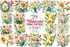 Spring Daffodils Coquette Clipart Bundle 4 - CraftNest - Digital Crafting and Art