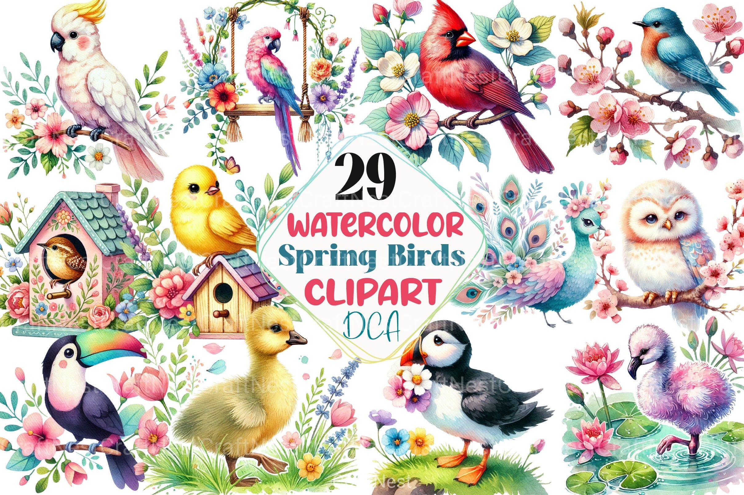 Spring Birds Clipart Bundle 99 - CraftNest - Digital Crafting and Art