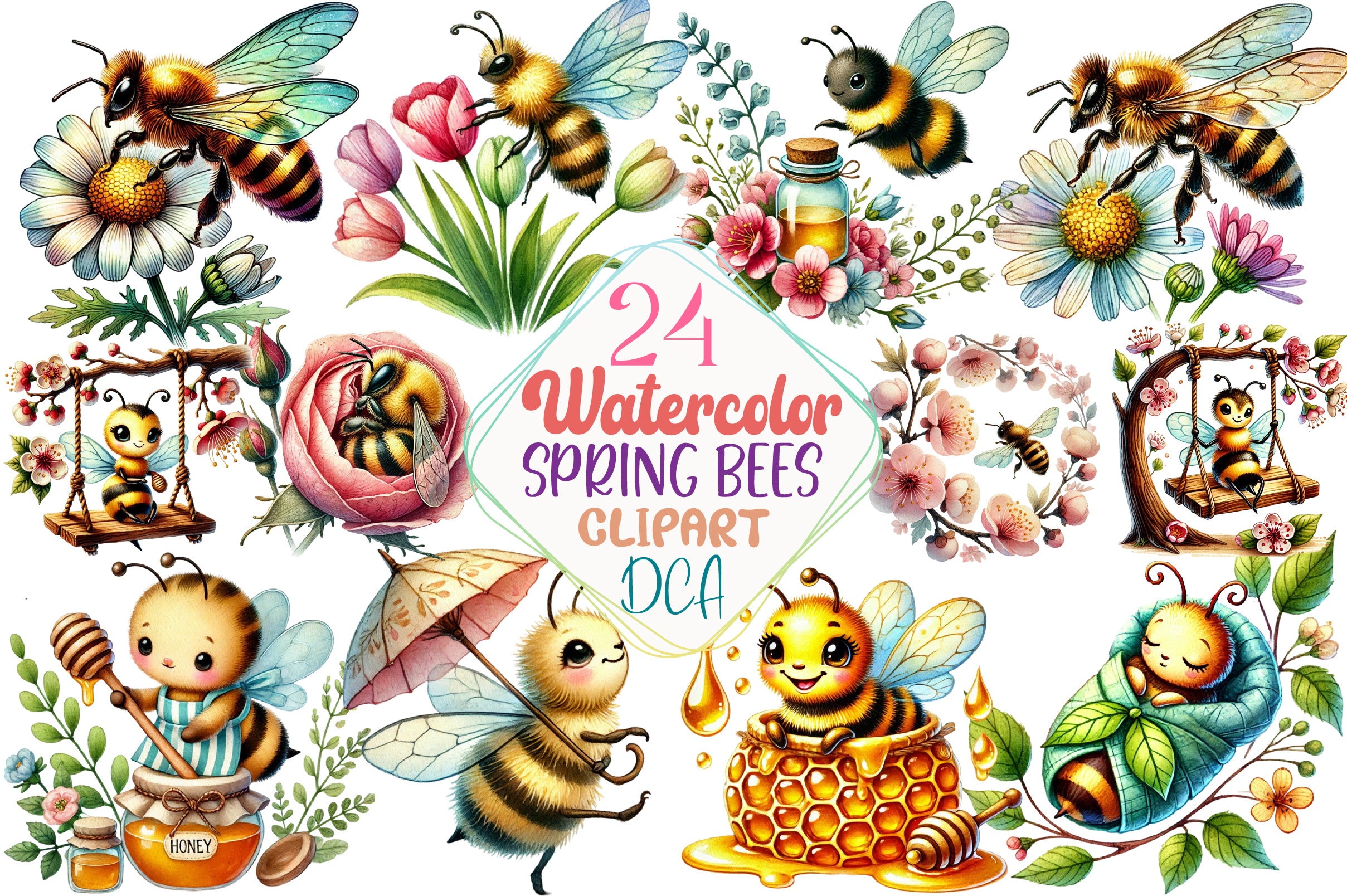 Spring Bees Clipart Bundle
