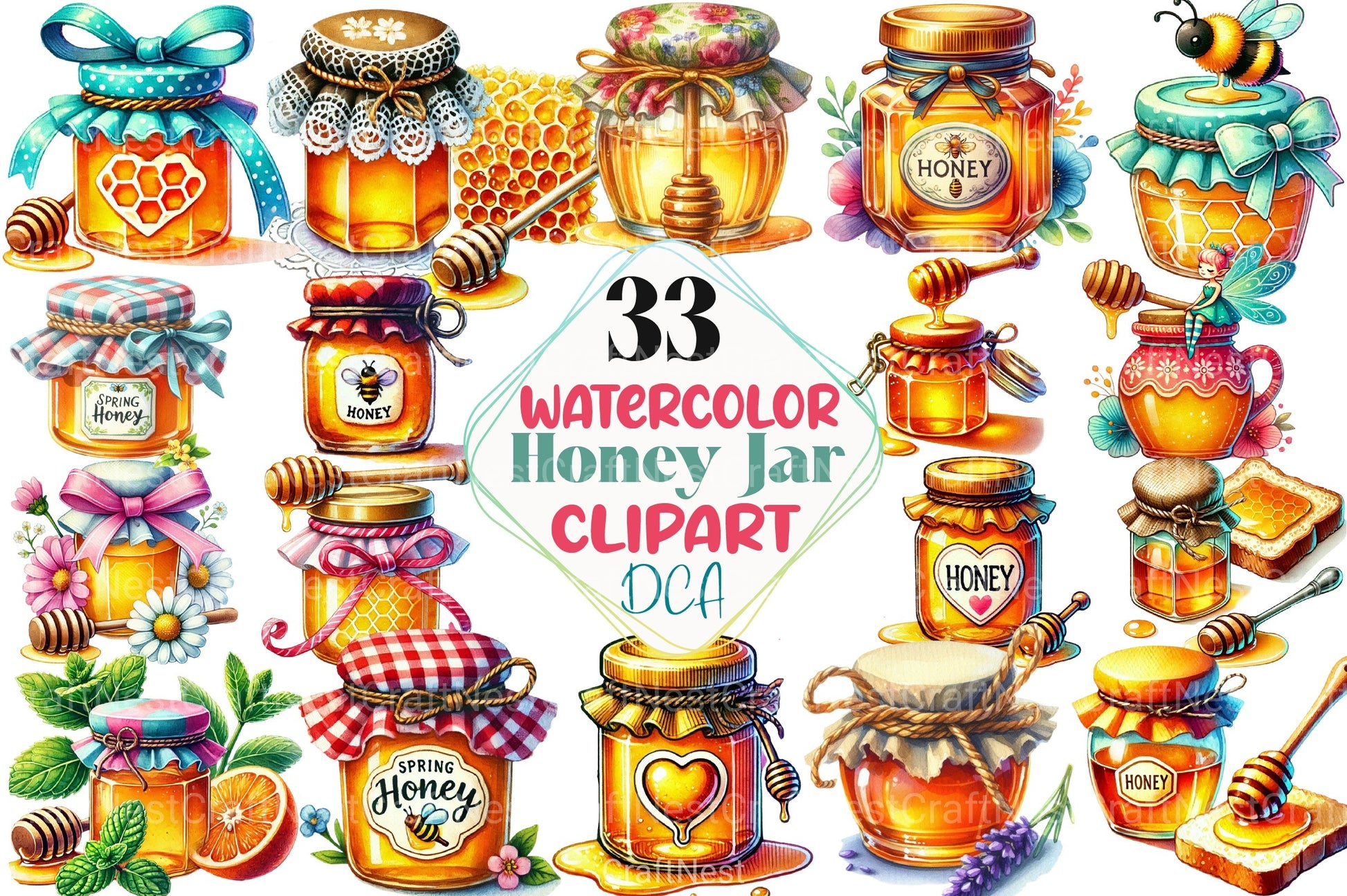 Spring Honey Jar Clipart Bundle 1 - CraftNest - Digital Crafting and Art