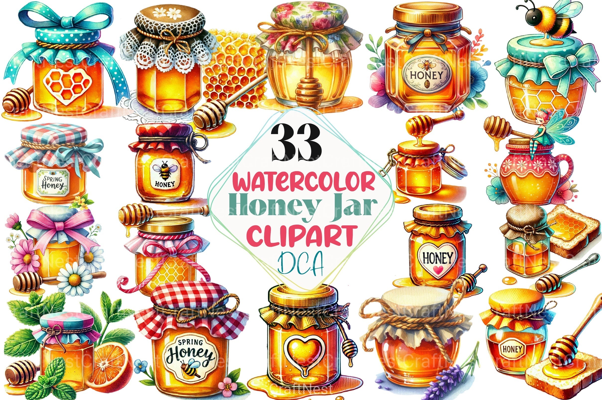 Spring Honey Jar Clipart Bundle 1 - CraftNest - Digital Crafting and Art