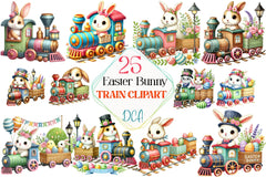 Easter Bunny Train Clipart Bundle 1 - CraftNest - Digital Crafting and Art
