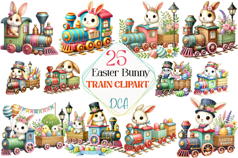Easter Bunny Train Clipart Bundle 1 - CraftNest - Digital Crafting and Art
