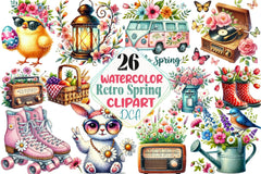 Retro Spring Clipart Bundle 99 - CraftNest - Digital Crafting and Art