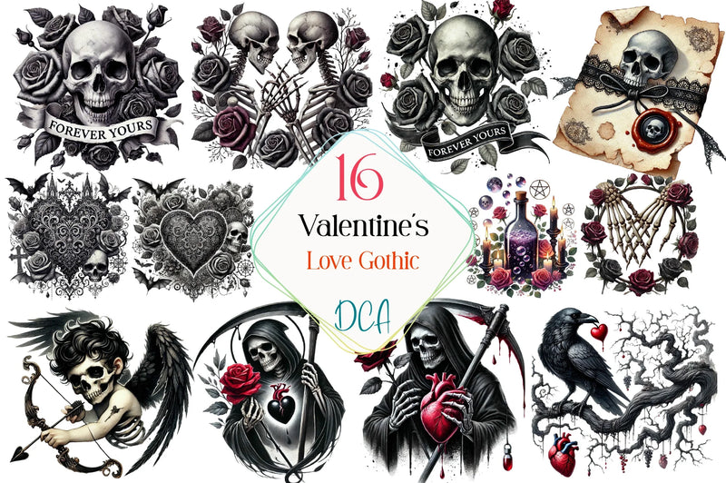 Gothic Valentine's Day Clipart Bundle - CraftNest - Digital Crafting and Art