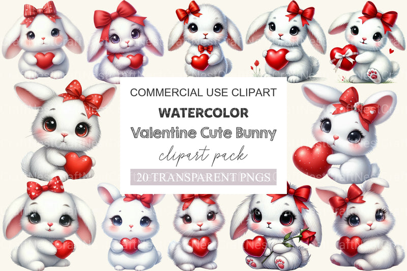 Valentine Cute Bunny Clipart Bundle - CraftNest - Digital Crafting and Art