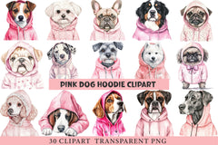 Pink Dog Hoodie Clipart Bundle - CraftNest - Digital Crafting and Art