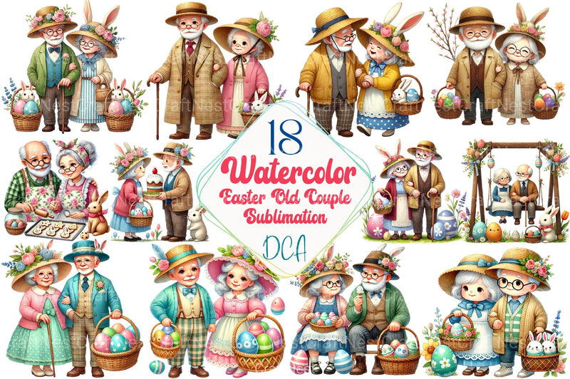 Easter Old Couple Clipart Bundle - CraftNest - Digital Crafting and Art