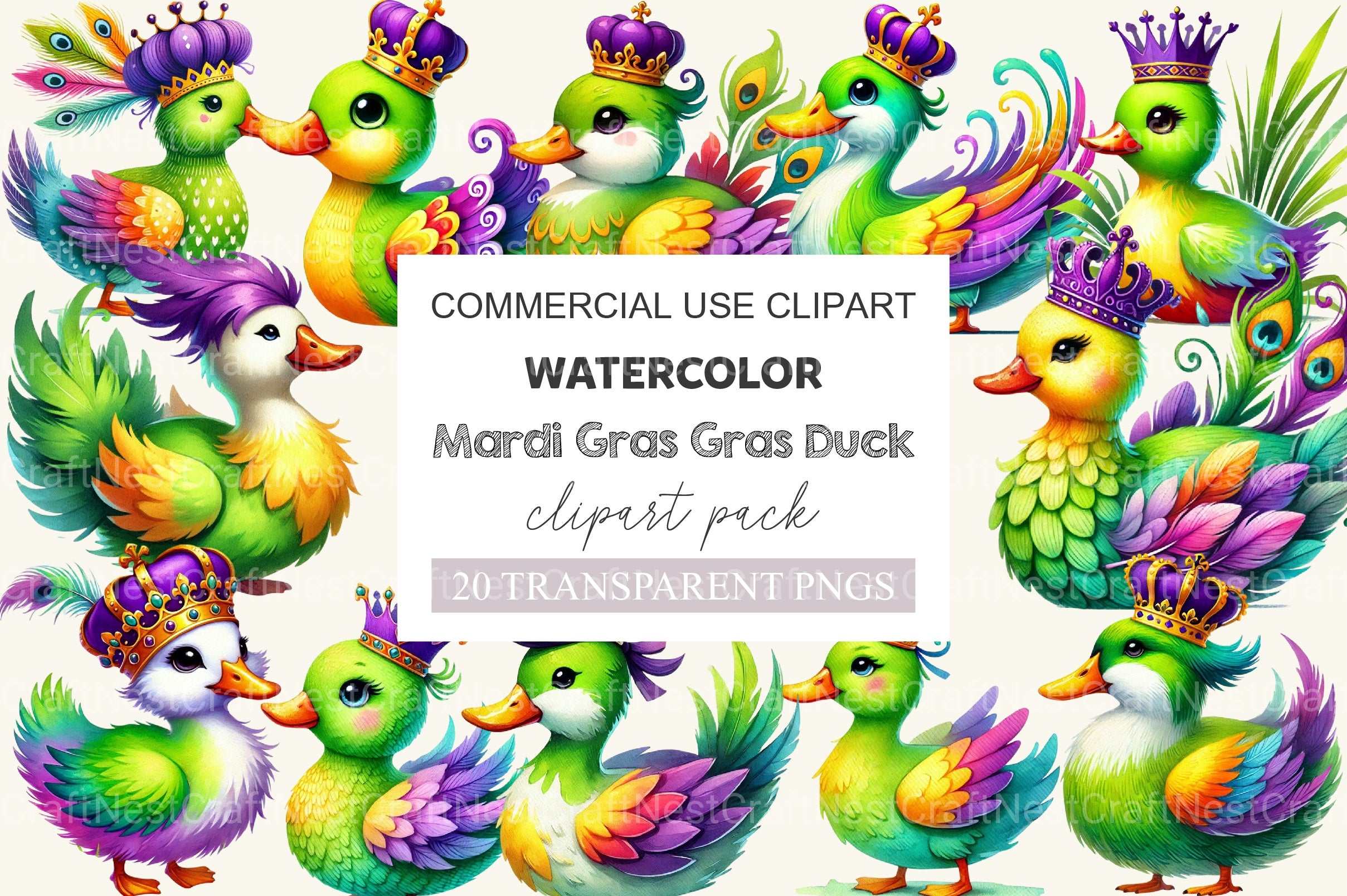 Mardi Gras Duck Clipart Bundle 2 - CraftNest - Digital Crafting and Art
