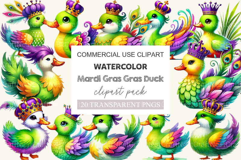 Mardi Gras Duck Clipart Bundle 2 - CraftNest - Digital Crafting and Art