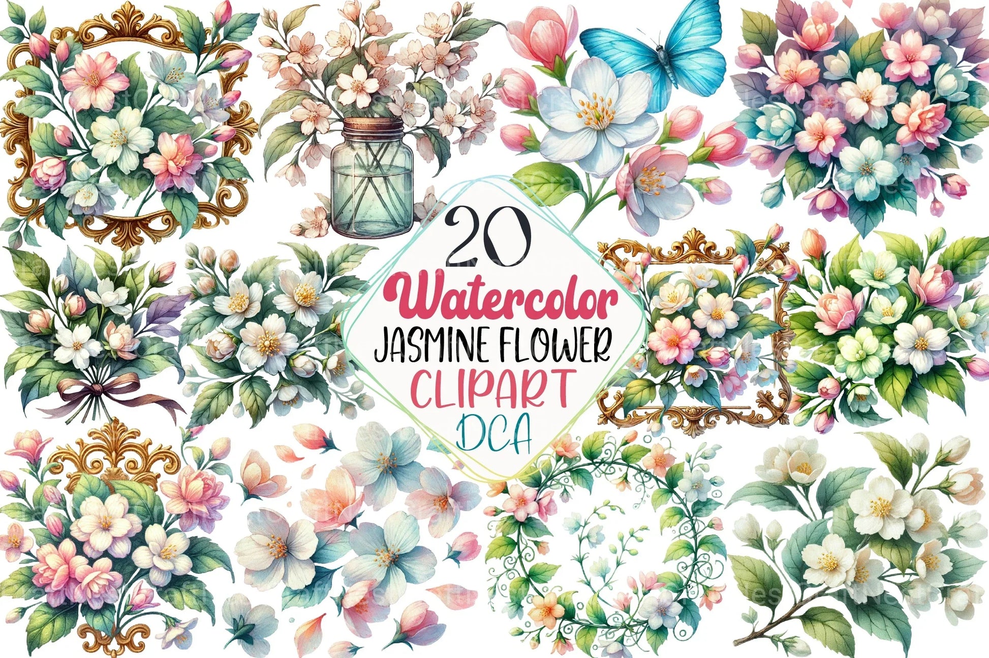 Spring Jasmine Flower Clipart Bundle 7 - CraftNest - Digital Crafting and Art
