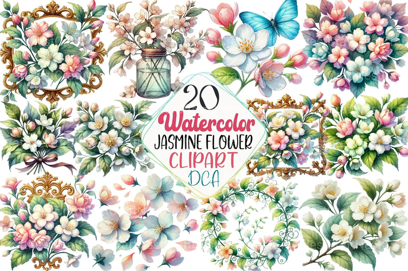 Spring Jasmine Flower Clipart Bundle 7 - CraftNest - Digital Crafting and Art