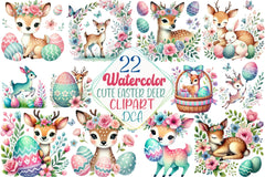 Cute Easter Deer Clipart Bundle - CraftNest - Digital Crafting and Art