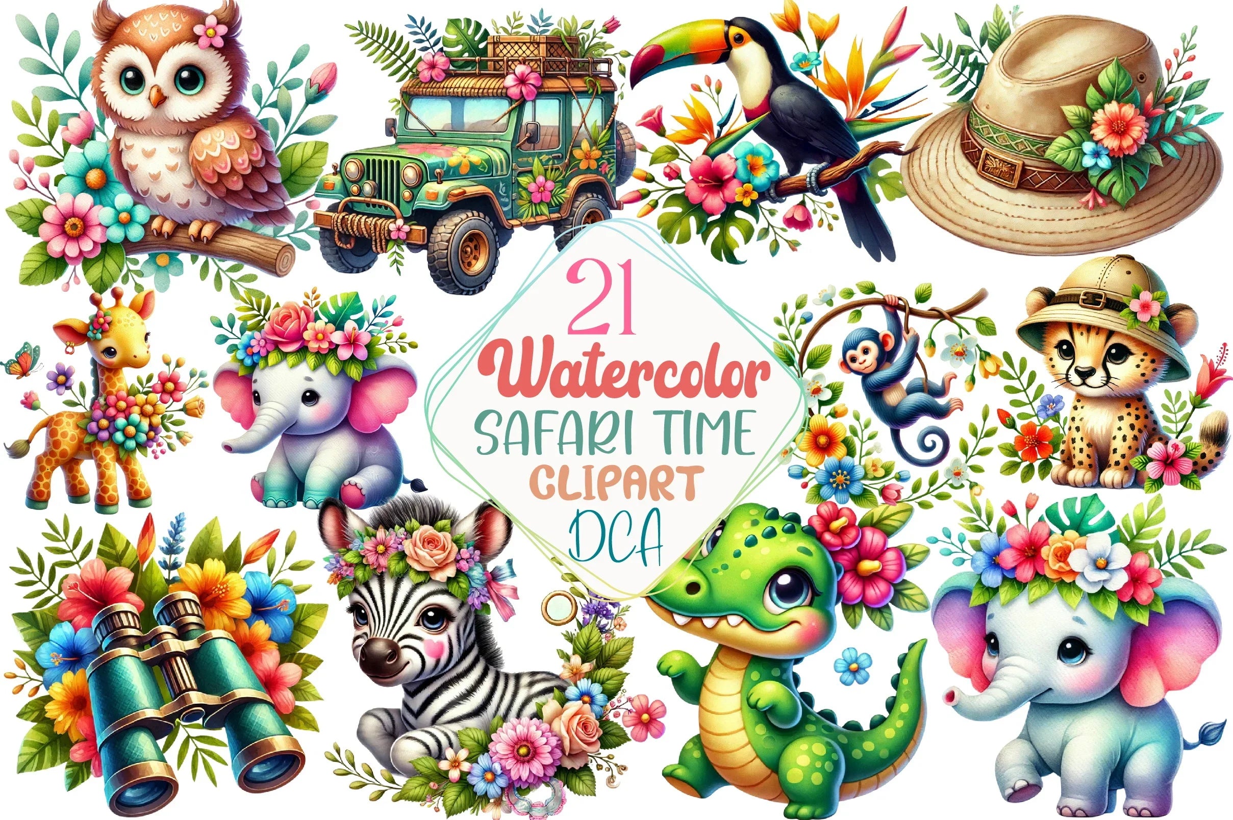 Spring Safari Time Clipart Bundle - CraftNest - Digital Crafting and Art