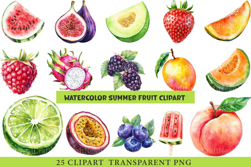 Summer Fruit Clipart - CraftNest - Digital Crafting and Art