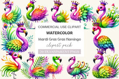 Mardi Gras Flamingo Clipart Bundle 2 - CraftNest - Digital Crafting and Art
