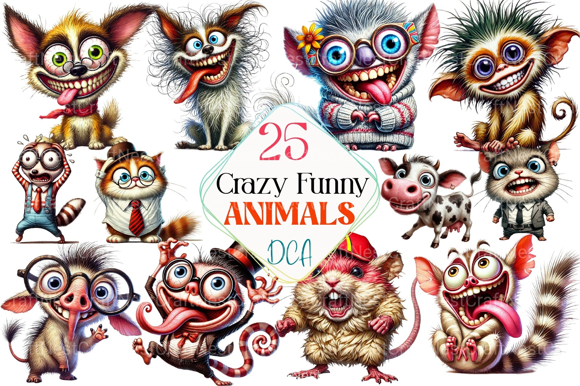 Crazy Funny Animals Clipart Bundle 1 - CraftNest - Digital Crafting and Art