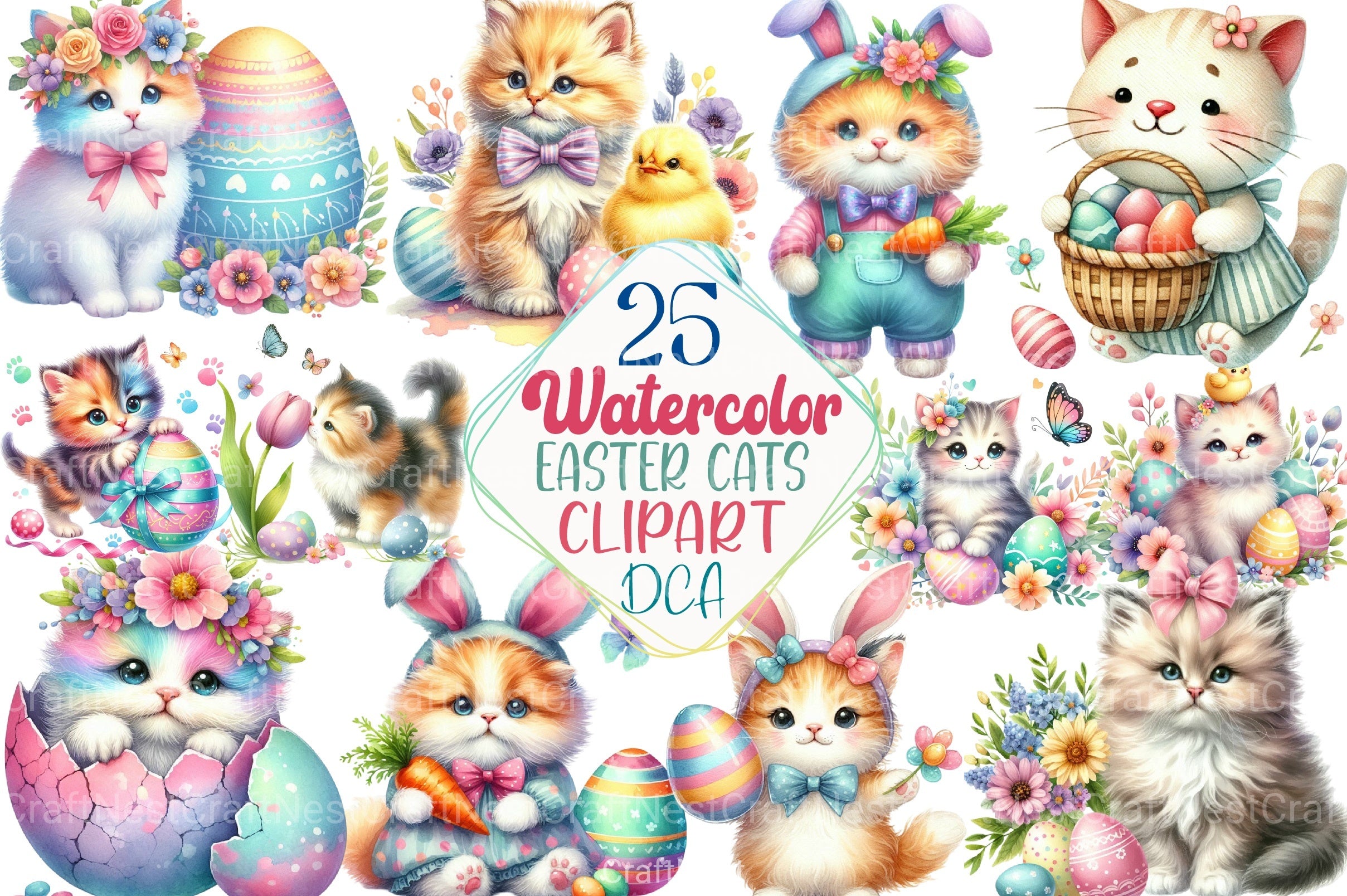 Easter Cats Clipart Bundle - CraftNest - Digital Crafting and Art