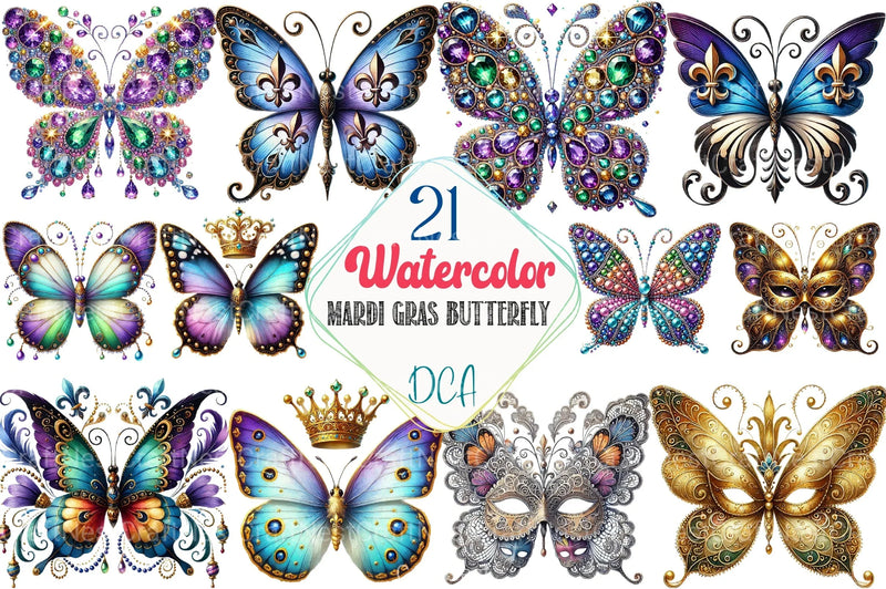 Mardi Gras Butterfly Clipart Bundle 99 - CraftNest - Digital Crafting and Art