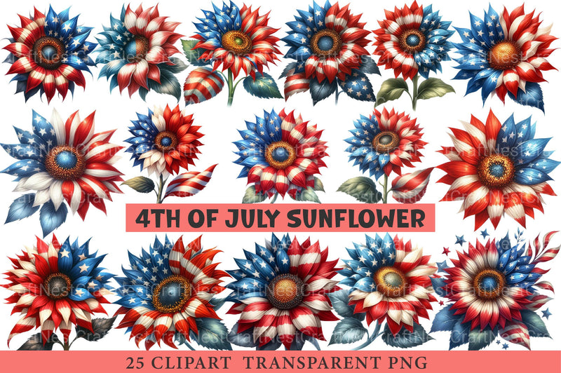 4th of July Sunflower Clipart - CraftNest - Digital Crafting and Art
