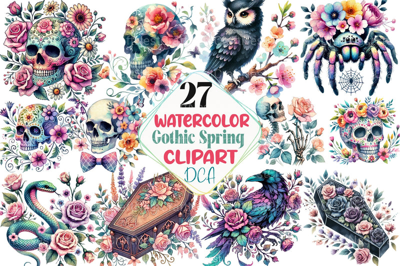 Gothic Spring Clipart Bundle 8 - CraftNest - Digital Crafting and Art