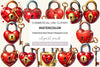 Valentine Red Heart Shaped Lock Clipart Bundle