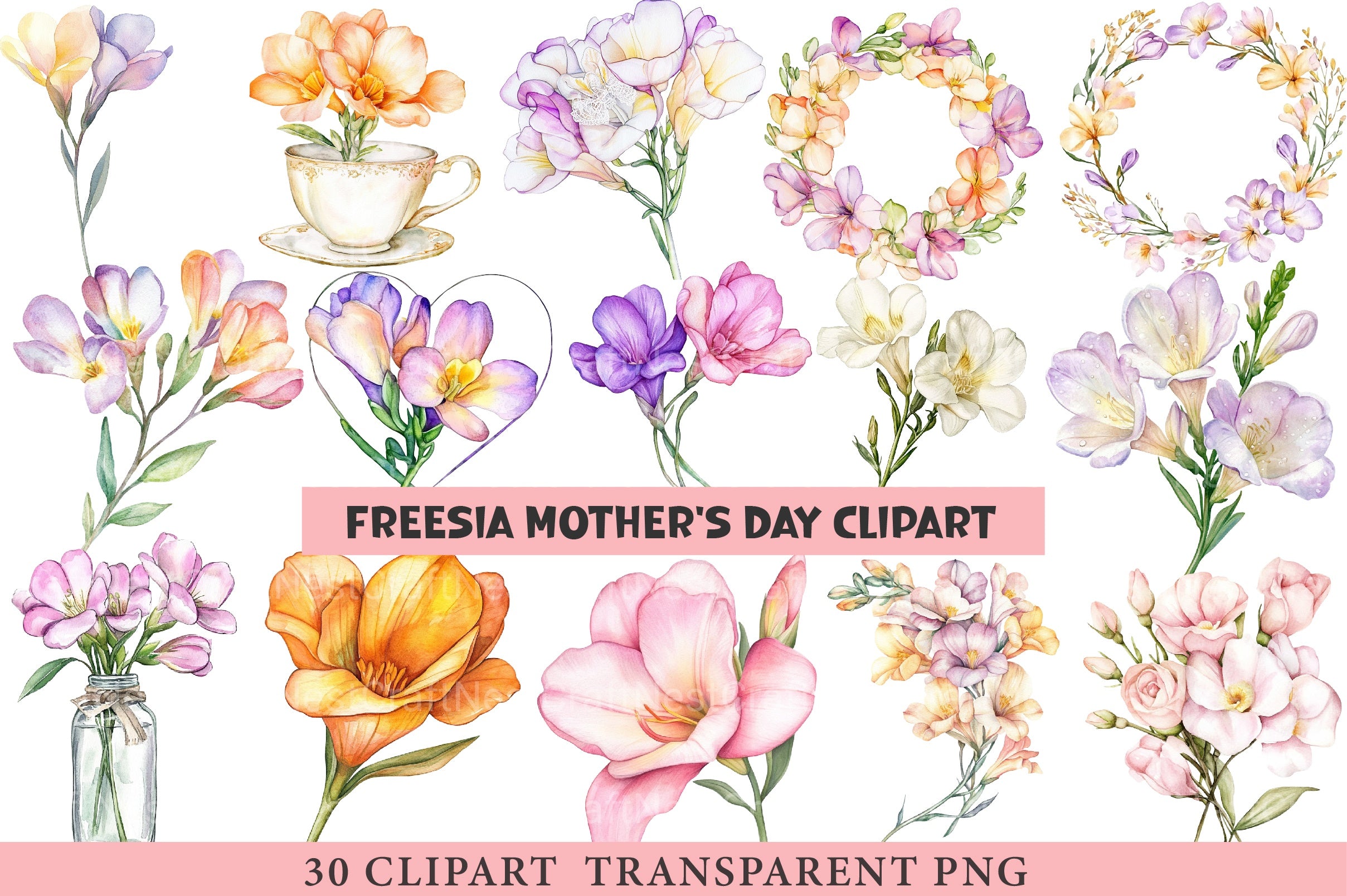 Freesia Mother’s Day Clipart Bundle - CraftNest - Digital Crafting and Art