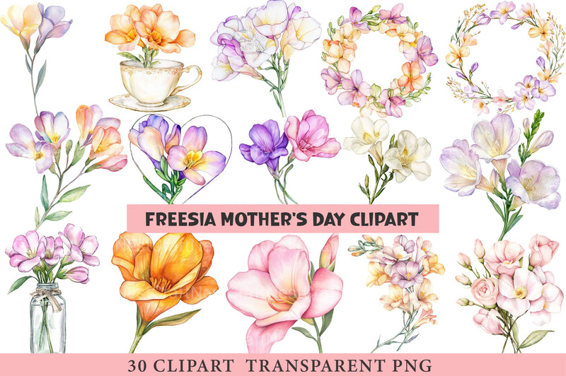 Freesia Mother’s Day Clipart Bundle - CraftNest - Digital Crafting and Art