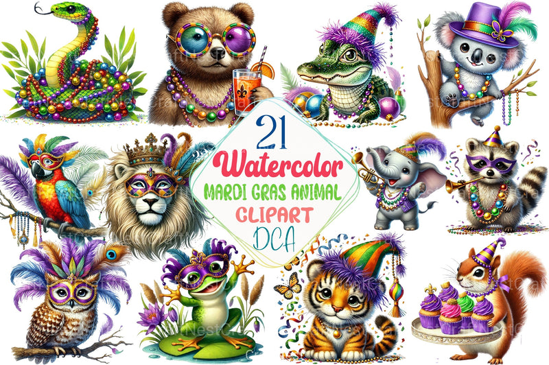 Mardi Gras Animal Clipart Bundle 2 - CraftNest - Digital Crafting and Art