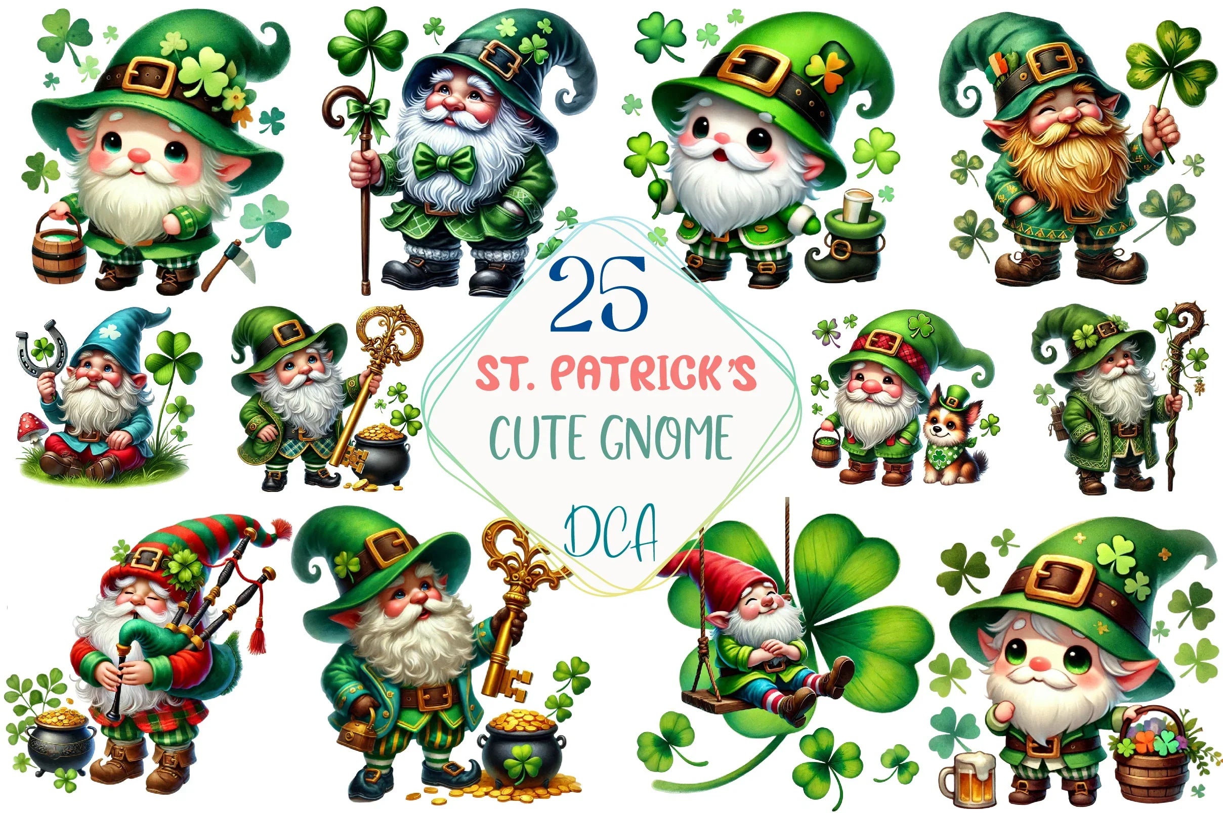 St. Patrick's Day Gnome Clipart Bundle - CraftNest - Digital Crafting and Art