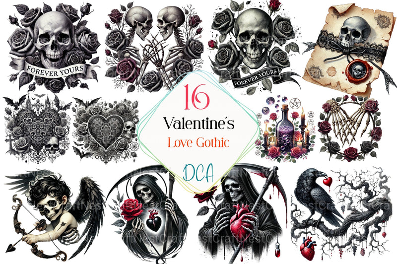 Gothic Valentine's Day Clipart Bundle 6 - CraftNest - Digital Crafting and Art