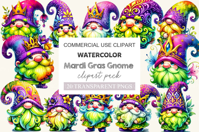 Mardi Gras Gnome Clipart Bundle 3 - CraftNest - Digital Crafting and Art