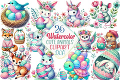 Happy Easter Cute Animals Clipart Bundle - CraftNest - Digital Crafting and Art
