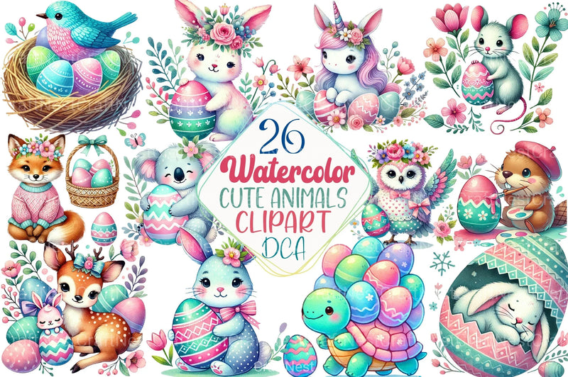Happy Easter Cute Animals Clipart Bundle - CraftNest - Digital Crafting and Art